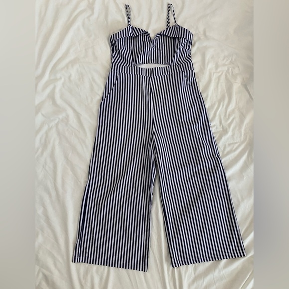 Main Strip women’s romper in vertical stripes  blue and white - Picture 1 of 7